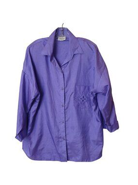 Park Place  Shirt Purple Sz 2X Button Pocket Shoulder Pads VTG READ #D35